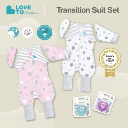 [เซต]  ชุดห่อตัวเด็ก Transitioning Gift Set Bundle  (x2 Transition Suit + x2 Orthodontic Silicone Soothers) - Love To Dream